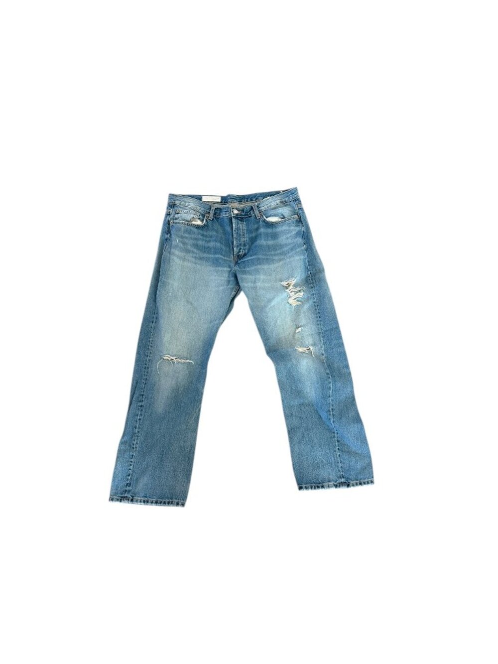 Zara Destructed Straight Leg Jeans Light Wash Size 12
